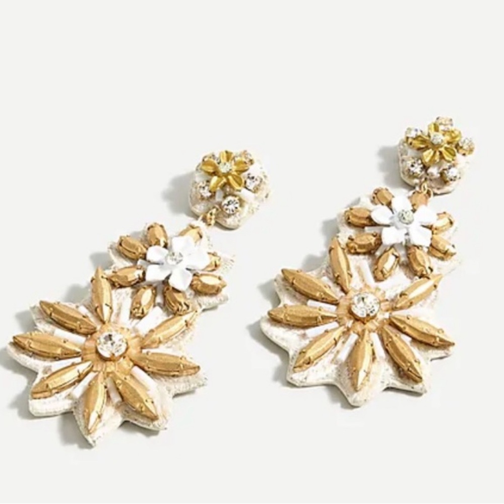 J. Crew flower star beaded bead and rhinestone earrings